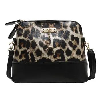 

Women PU Leather Crossbody Bags Fashion Leopard Splicing Color Shell Shoulder Messenger Bag Ladies Retro Handbag Bolsas Feminina