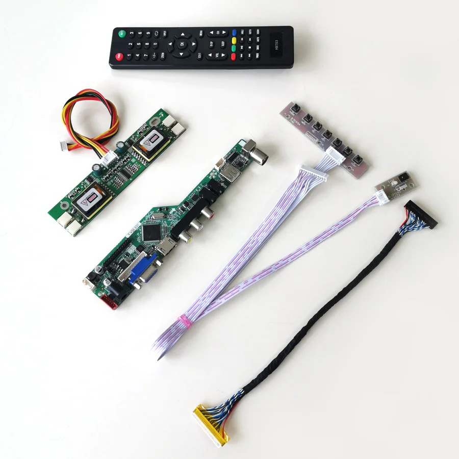 Для M190EN03 V2 V3 T. V56 плата контроллера VGA HDMI AV USB RF пульт дистанционного управления+ инвертор+ клавиатура ЖК-дисплей Панель 4CCFL 30Pin LVDS DIY kit