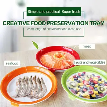 

Round Fresh-keeping Tray Creative Food Fresh Spacer Food Refrigerator Food Conservation Dropshipping Organizer Storage L7G2
