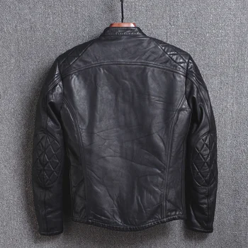 

2020 New Genuine Cow Jacket Men Stand Collar Spring Autumn Coat Cowhide Motorcycle Leather Jackets Y18-12 KJ2313