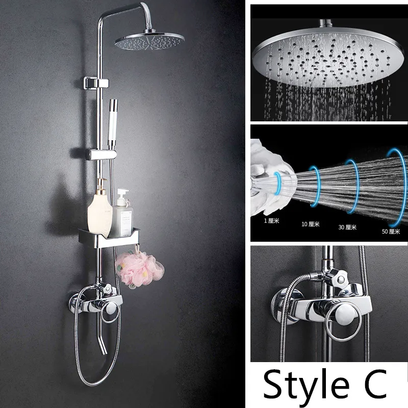 Смеситель для ванной комнаты, хромированный душевой набор с мыльником, латунный смеситель для душа, кран для горячей и холодной ванной с крюком, душ для ванной комнаты MJ929 - Цвет: Style C