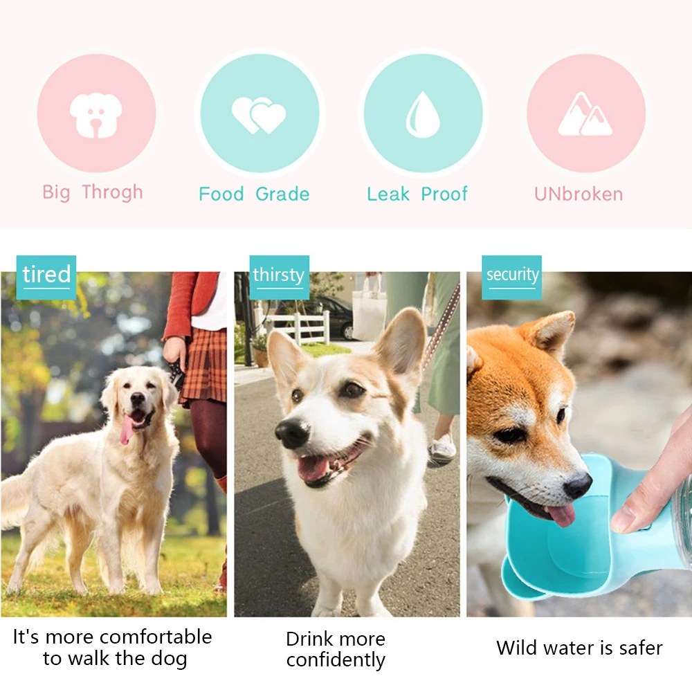 Pet Dog Cat Water Bottle Portable Travel Cup Drink Fountain Outdoor Feeder Water Drinking Bowl For 1 Pet Dog Cat Water Bottle Portable Travel Cup Drink Fountain Outdoor Feeder Water Drinking Bowl For 4