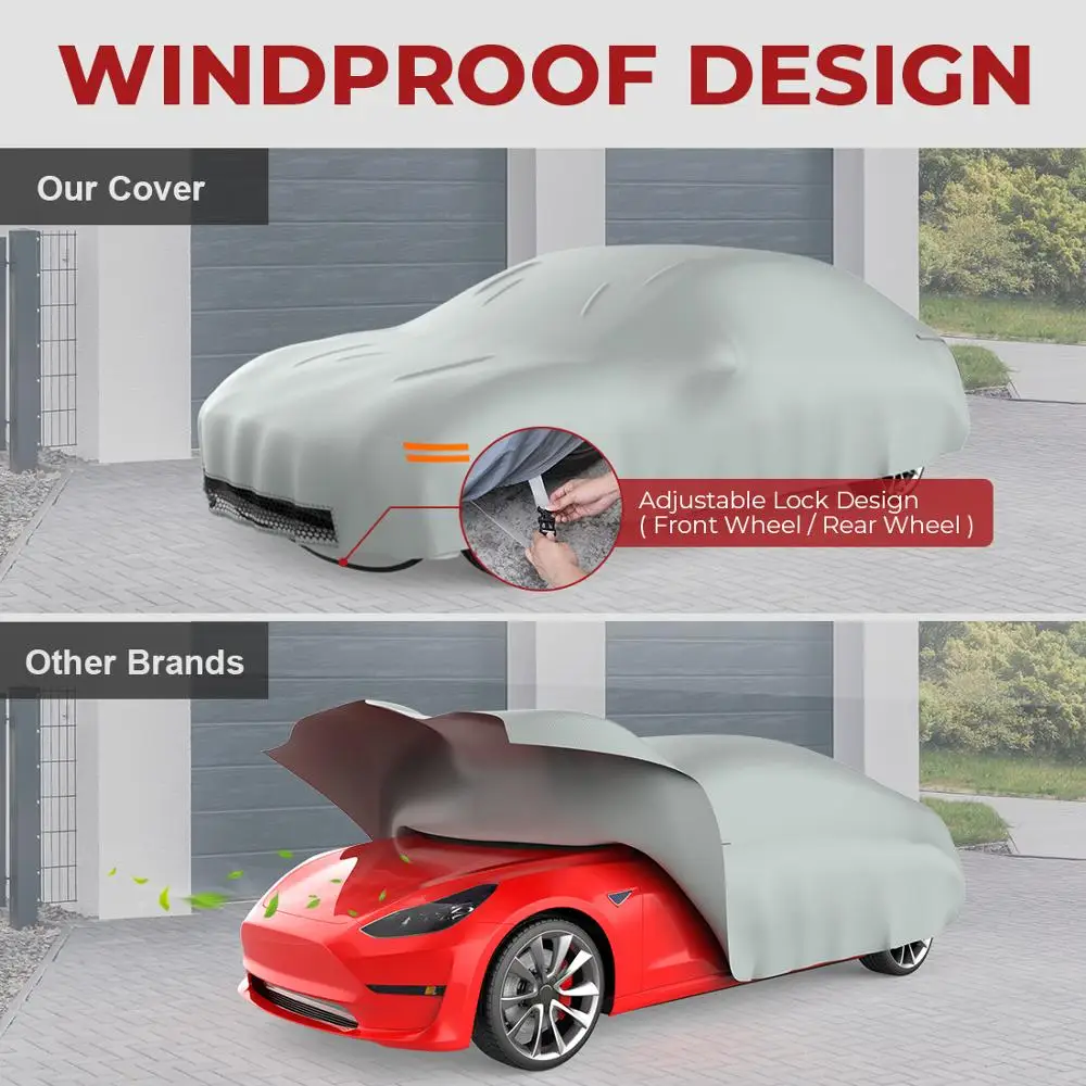 ROCCS Tesla Model 3 Car Cover Waterproof Full Car Covers with Zipper Door Dustproof Windproof Snow UV Heat Protection Custom Fit for Tesla Model 3 Outdoor Accessories ROCCS Tesla Model 3 Car Cover Waterproof Full Car Covers with Zipper Door Dustproof Windproof Snow UV Heat Protection Custom Fit for Tesla Model 3 Outdoor Accessories