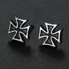 Drop Shipping Punk 316L Stainless Steel Knights Templar Iron Cross Stud Earrings 3