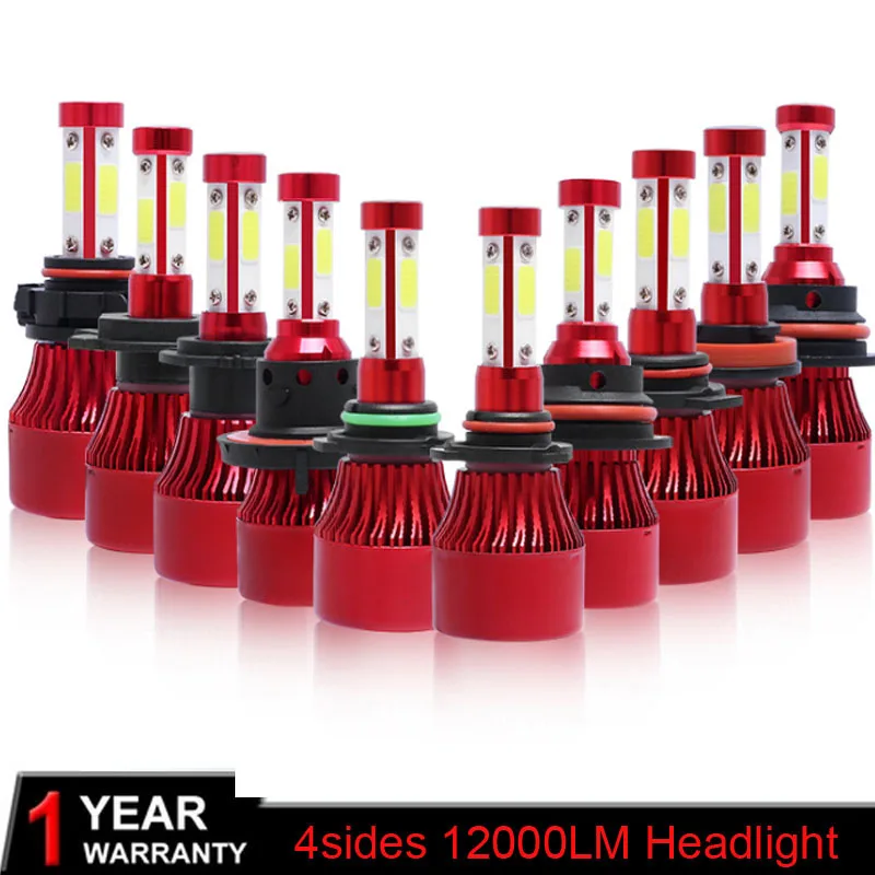 

H4 H7 Led H8 H11 H13 9004 HB3 9005 HB4 Led Headlights Bulbs 4Sides 80W 12000LM Car Lights Auto High Low Beam Automotive 12V 2PC