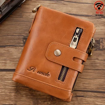 

Genuine Leather Wallet Men Crazy Horse Wallets Coin Purse Short Male Money Bag Quality Designer Mini Walet Quality Designer