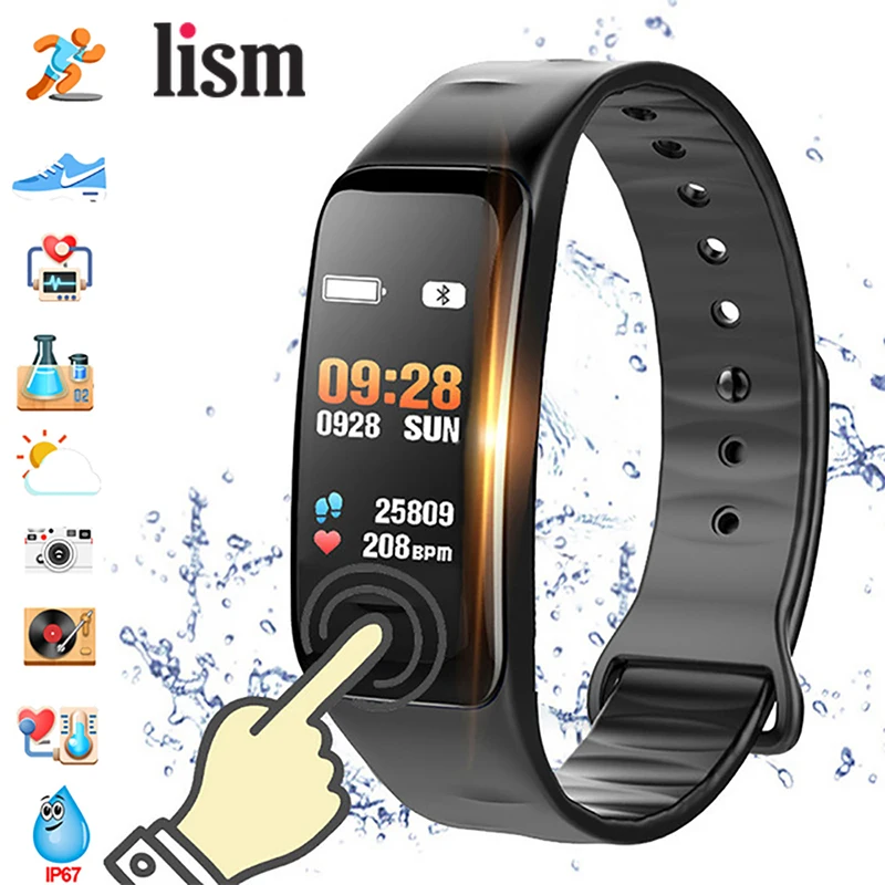 

Color Screen C1S Smart Bracelet Waterproof Heart Rate Monitor Health Fitness Tracker Bluetooth Smart Watch for Sport PK MI Band4