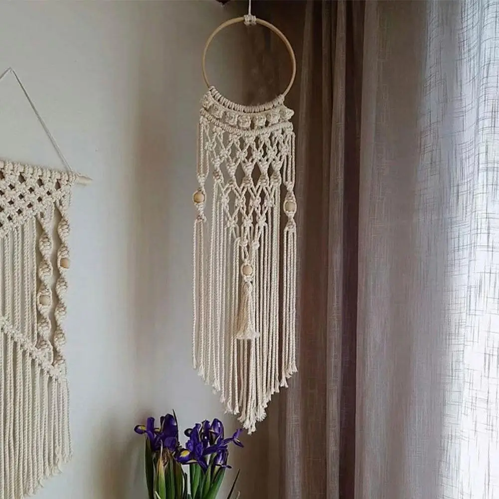 Hot Macrame Tapestry Wall Hanging Hand-woven Dream Catcher Hanging Ornaments Living Room Bedroom Boho Wall Decor