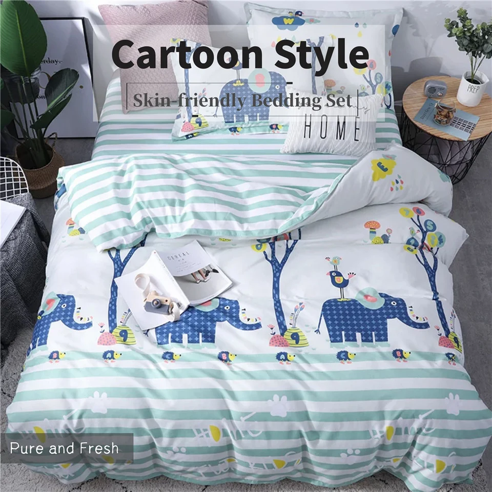 

Cartoon Elephant Animal Bed Linen For Children Simple Nordic Bed Cover 150 Duvet Cover Set Queen King Size Bedding Set Of 4