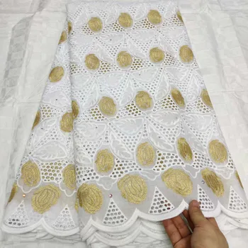 

Floral African Cotton Embroidered Lace Fabric For Women Dress 5Yards 2019 High Quality Cotton French Tull Lace Fabric