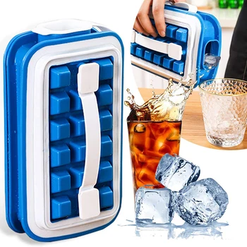 

Reusable Foldable Ice Cube Mould Outdoor Portable Ice Cube Tray Silicone Ice Storage Box For Home Travel Sports Dropship