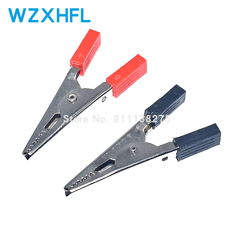 10PCS /5 sets Plastic Handle Test Probe Metal Alligator Clips Electrical Diy Test Leads Wire Jumper ( 5Pcs Red+5Pcs Black)