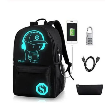 

USB Charge Men Backpacks Luminous School Backpack For Teenage Boy Laptop Backpack School Bags Anti theft backpacks Sac A Dos