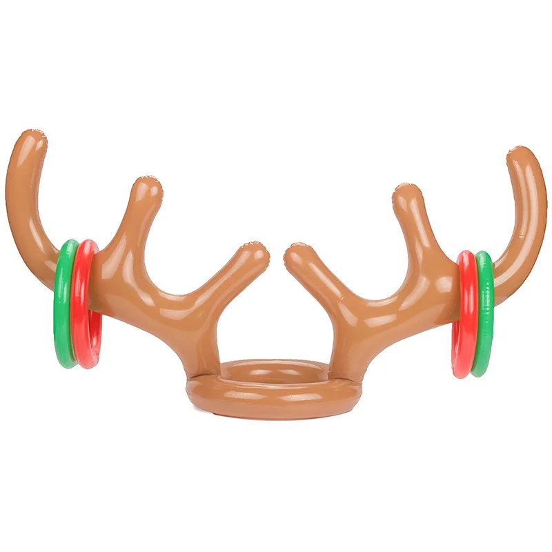 Надувной Санта Забавный оленьи рога кольцо для шляпы Toss Рождество Праздник Вечеринка игра поставки праздник игра - Цвет: 1 set
