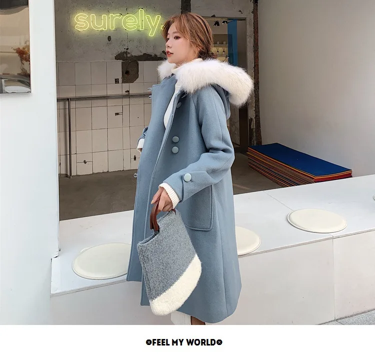 Винтажная шерстяная куртка для фотосессии, хипстер, зима, стиль, женское платье, шикарный стиль, большой меховой воротник, с капюшоном, шерстяное пальто