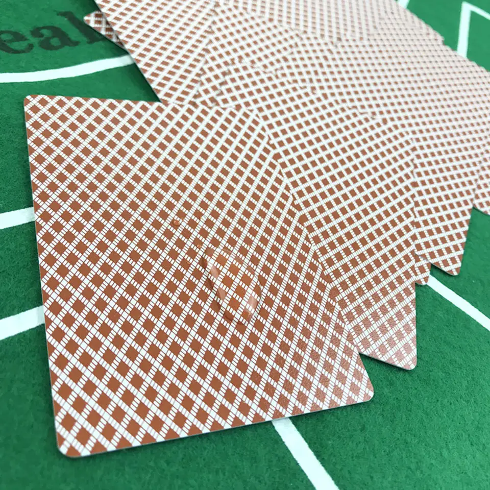 Easytoday 2PcsSet PVC Baccarat Texas Hold'em Plastic Playing Cards Frosting Poker Cards Green And Brown Table Games (10)