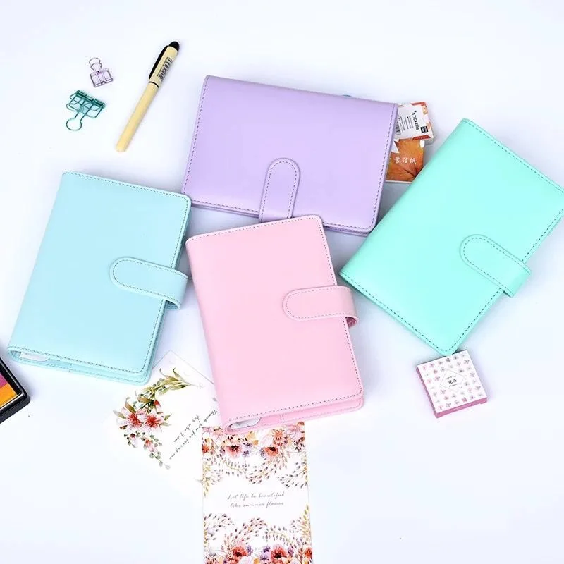 

Yisuremia Cute Macaron PU Cover Loose Leaf Binder for Notebook Diary Journal Daliy Planner Notepad Sketch Book School Stationery