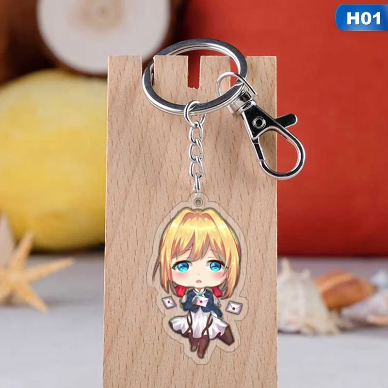 H01 Модный Фиолетовый эвергарден аниме акриловый брелок милый забавный Porte Clefs сумка кулон ювелирные аксессуары Brelok Do Kluczy детские игрушки - Цвет: H01