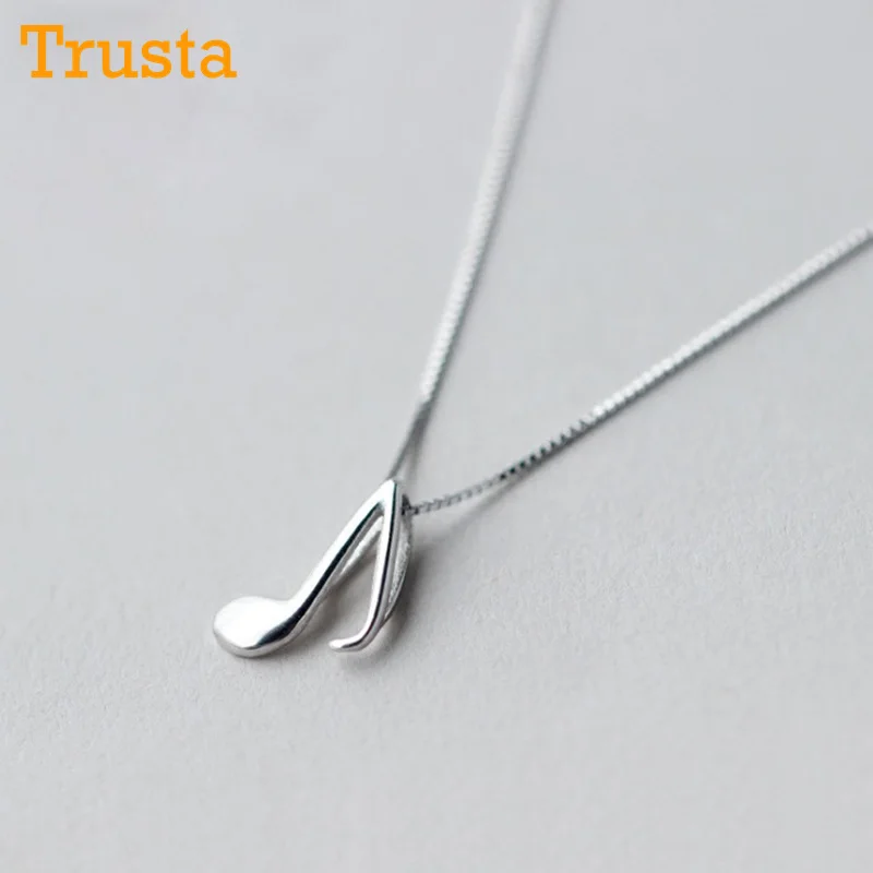 

Trusta 2018 New Women's Fashion 925 Sterling Silver Jewelry Sweet Notes. Pendant Short 42cm Necklace Cute Gift Girls Lady DS236