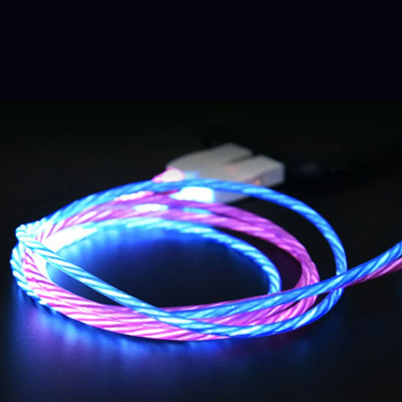 Новейший светодиодный светящийся зарядный usb-кабель type C/Micro USB/8 контактный кабель для зарядки для iPhone X samsung Galaxy S9 S8 зарядный провод