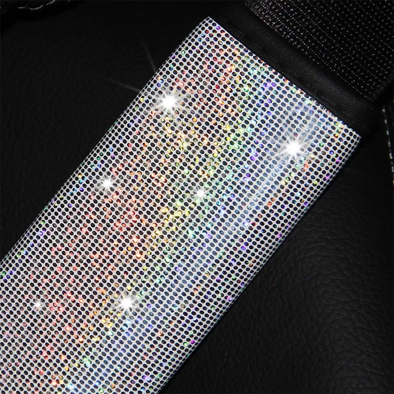 Soft Seat Belt Shoulder Pads Bling Rhinestone Seat Belt Shoulder Protect Cover Cushion Color Rhinestones Decor Cover