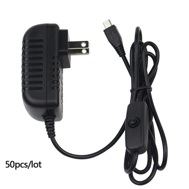 Câble de charge micro USB avec interrupteur ON/OFF pour Raspberry Pi  3/2/B/B+/