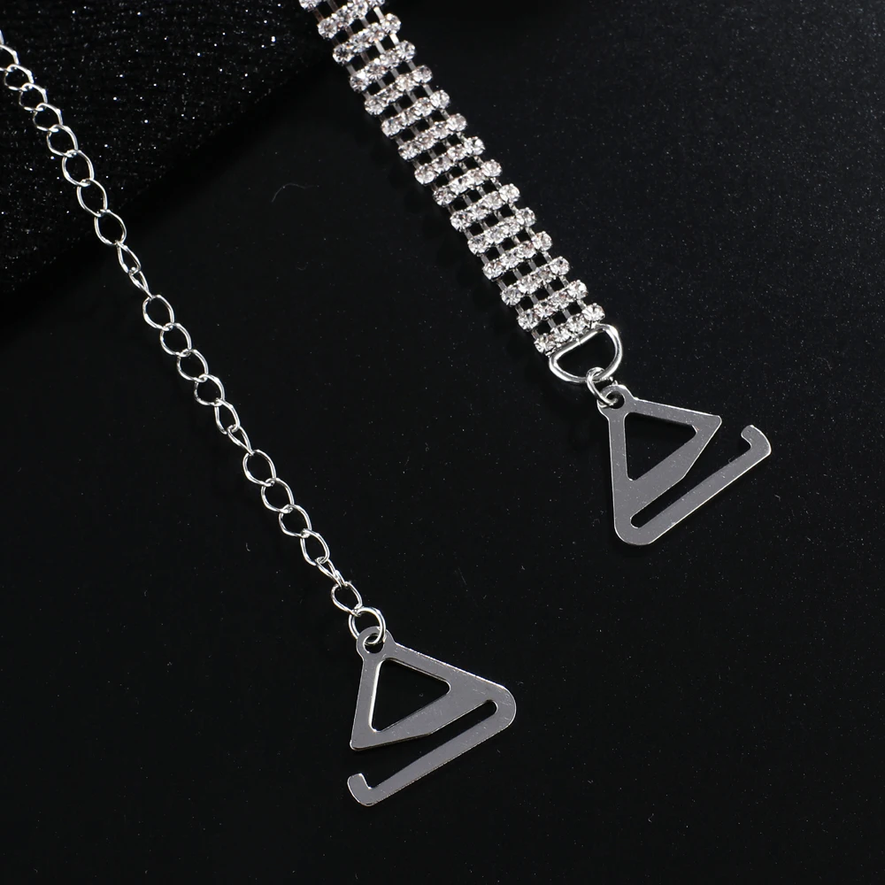 Rhodium мульти 4 ряда блестящий ремешок для бюстгальтера со Стразами Ремни decortiave