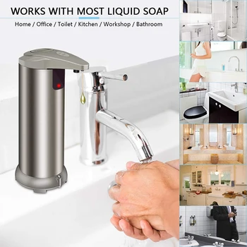 

New Automatic Soap Dispenser - Pressless Soap Dispenser with Waterproof Base, Infrared Motion Sensor Stainless Steel Dish Liquid