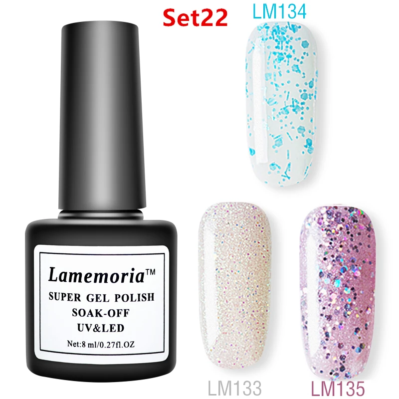 Set22 Lamemoria Гель-лак для ногтей гибридные лаки для ногтей полуперманентный гель uv Vernis цвет все для маникюра гель лак основа праймер - Цвет: Set22