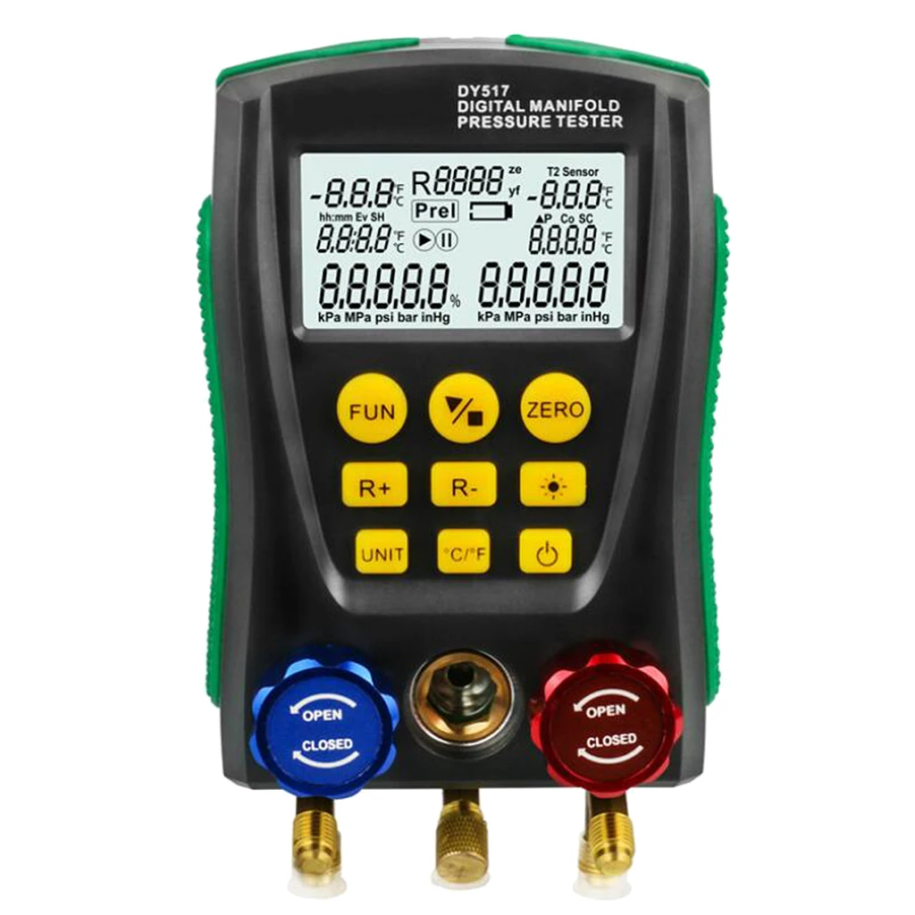Digital Vacuum Pressure Manifold Tester Meter HVAC Temperature Test