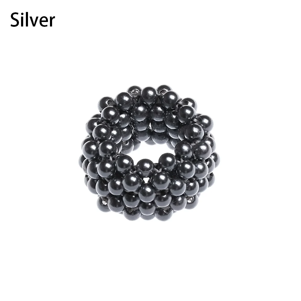 Silver 1 шт. украшение для волос с жемчугом кольцо резинки для волос кристалл заколка для волос элегантное Ювелирное Украшение под прическу "конский хвост" Инструменты для укладки аксессуары - Цвет: Silver