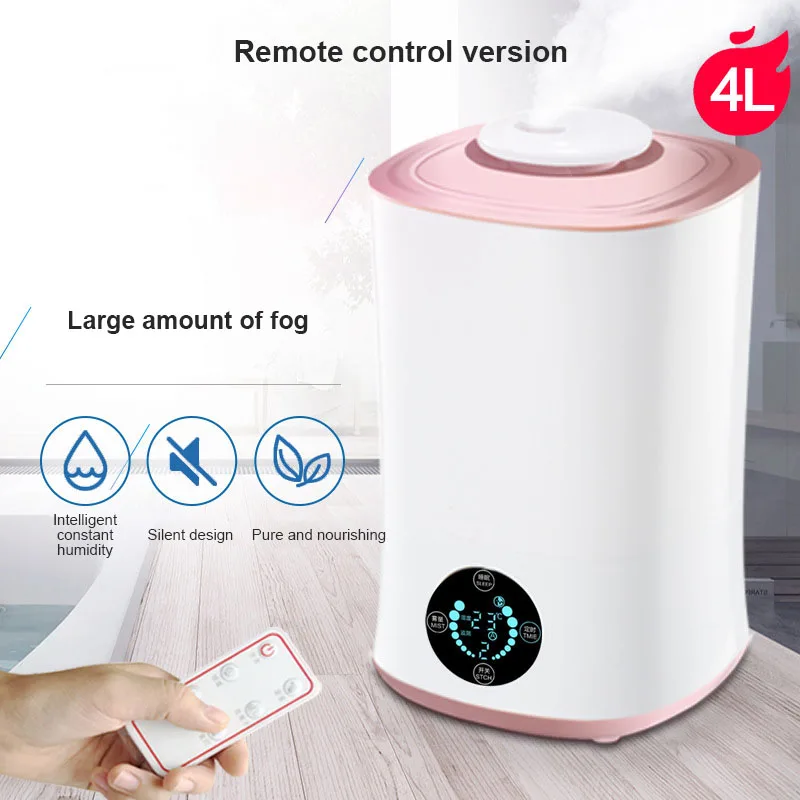 4L Ultrasonic Air Humidifier Timing Air Purifier Household Office Desktop Diffuser Remote Control Version With Humidity Display