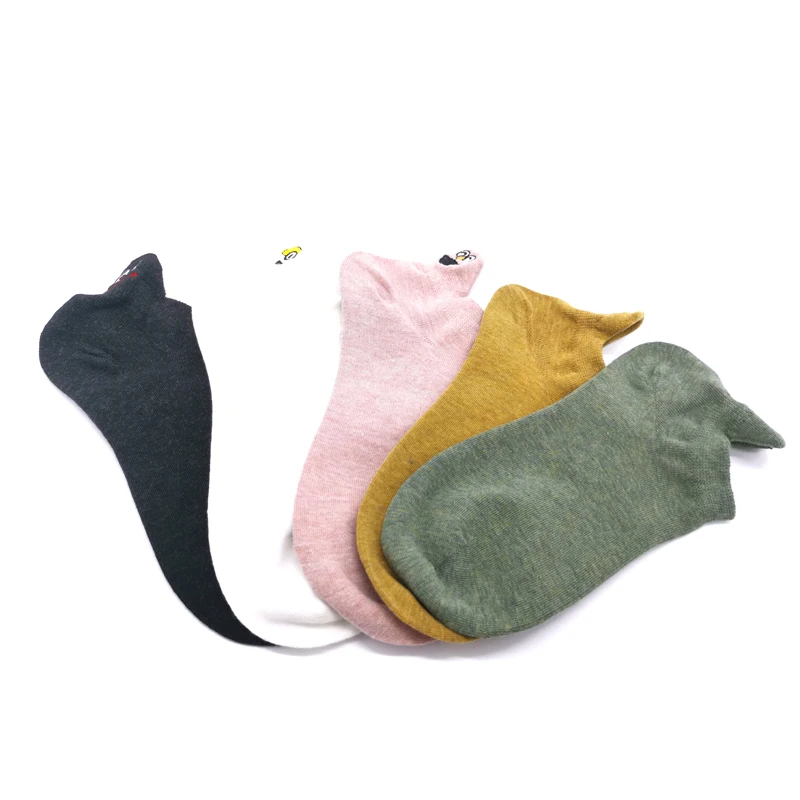 5 Pairs 5 пар/упак. каваи вышитые выразительные женские носки счастливые модные короткие забавные носки женские хлопковые летние яркие цвета - Цвет: 5 Pairs