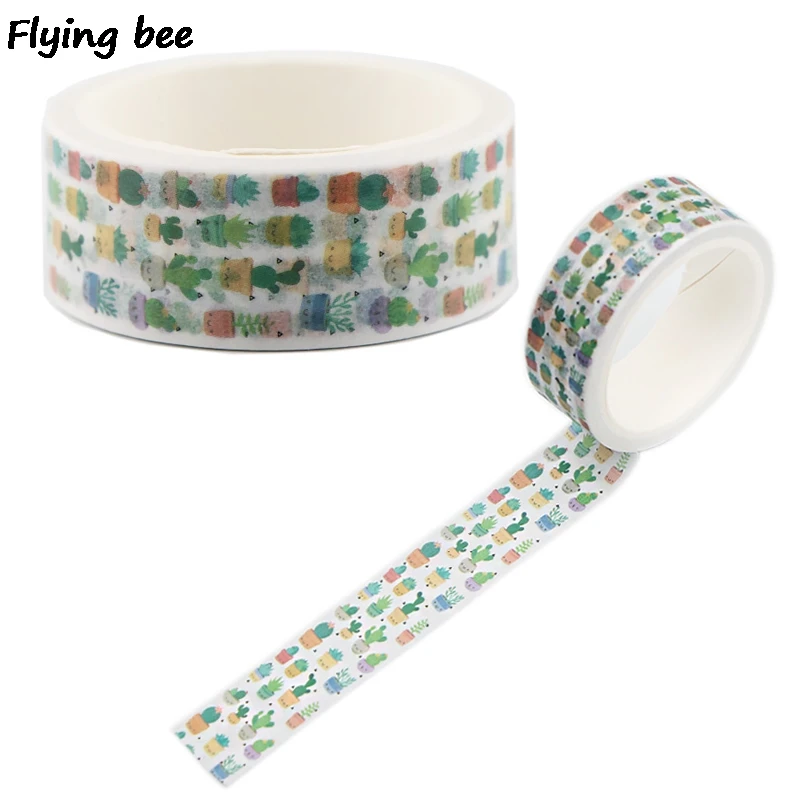 

Flyingbee 15mmX5m Paper Washi Tape The cactus Cute Adhesive Tape DIY Scrapbooking Sticker Label Notebook Masking Tape X0501