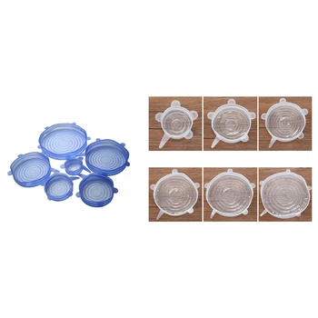 

12 Pcs Silicone Stretch Lids:6 Pcs Various Sizes Silicone Stretch Lids for Bowl, Can, Jar and So on & 6 Pcs Kitchen Reusable Sil
