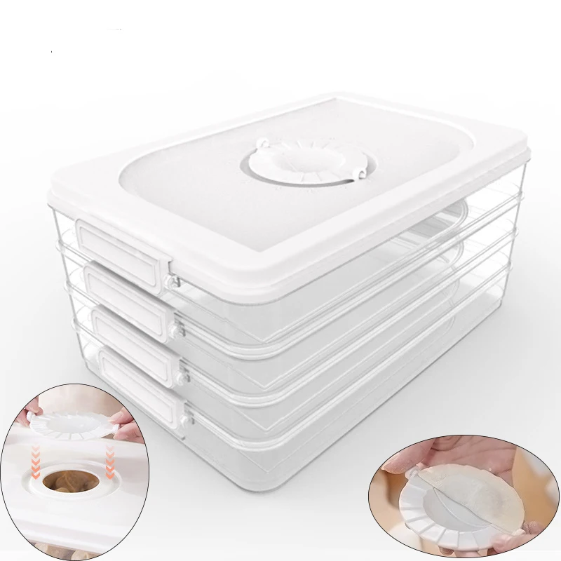

Refrigerator Fresh-keeping Tray Can Be Stacked Kitchen Food Storage Box DIY Dumpling Mold Kitchen Two-in-one Storage Container