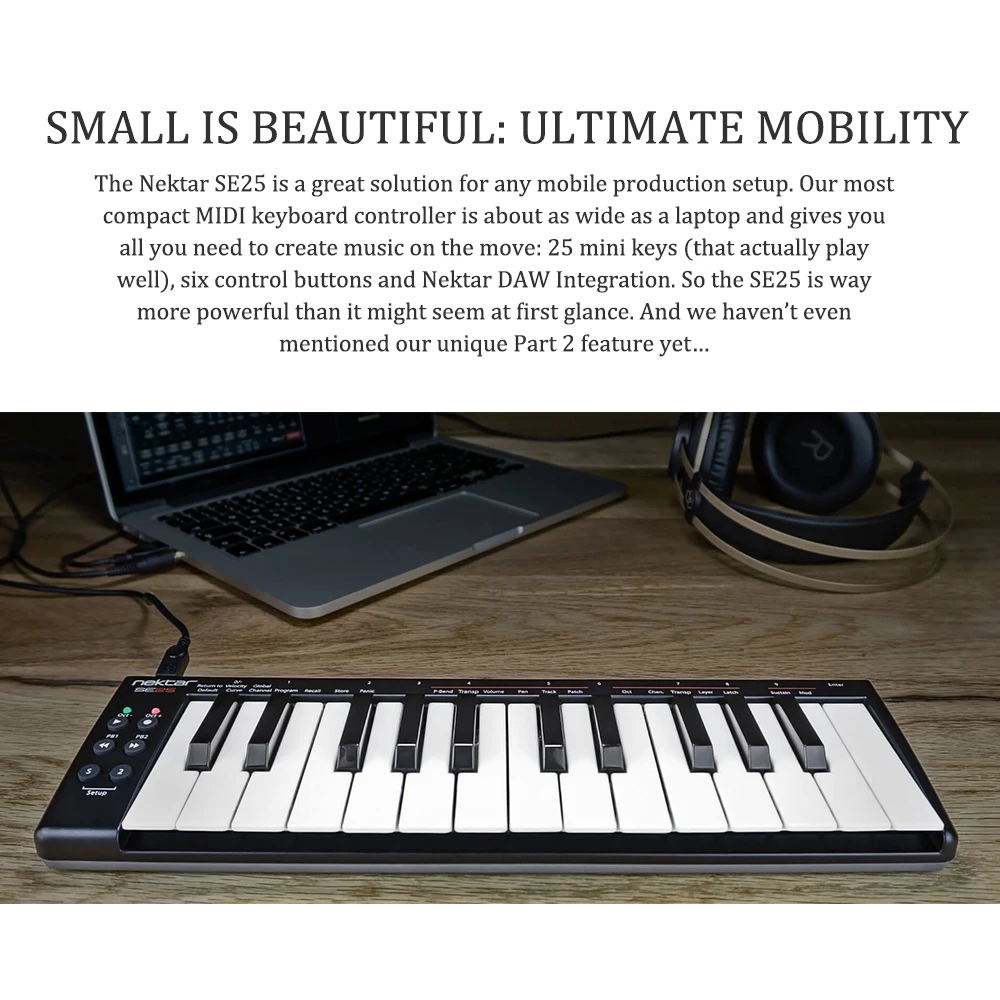 Nektar SE25 мини 25-ключ USB MIDI контроллер клавиатуры скорость чувствительный питаемые через USB порт
