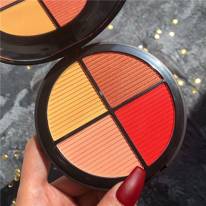 

4 Color Face Blush Natural Cheek Blusher LongLasting Brighten Skin Colour Concealer Foundation Matte Shimmer Blush Rouge Powder