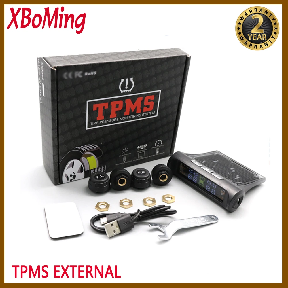 

Система мониторинга давления в шинах TPMS, умная внешняя система контроля давления в шинах, на солнечной батарее, с ЖК-дисплеем