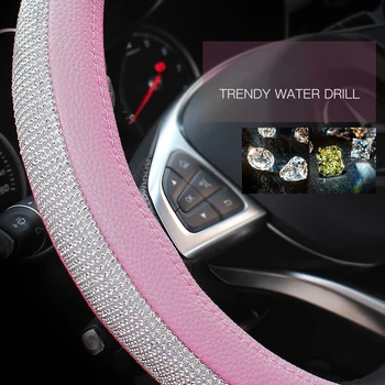 

Pink Steering Wheel Cover Bling Rhinestone Diamond Car Women Lady Design