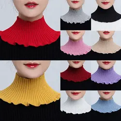 Solid Color Elastic Knitted Wool Collar Simplicity Fashionable Decorative Knitted Collars Soft Woolen Accessories Ornaments