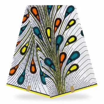 

2020 Fashion African Nigeria Ankara High Quality African Wax Fabric 100% Cotton Soft Ankara Wax Peacock Feather Print Fabric