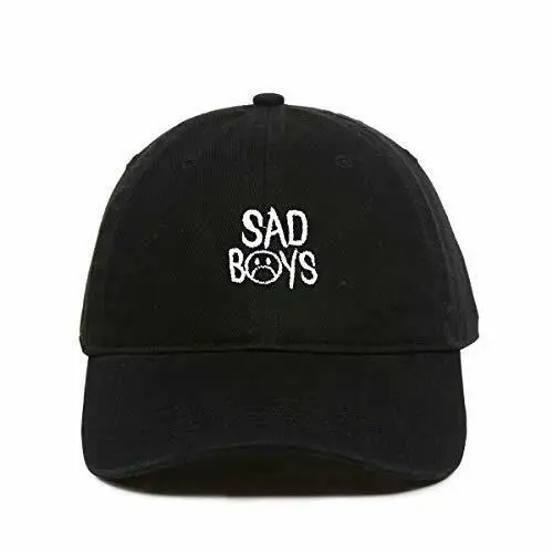 

Sad Boys Smiley Face Baseball Cap Printed Cotton Adjustable Dad Hat