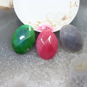 

5Pcs/lot Natural green/gray/red oval shape Slice banded Agates Charms necklace,Faceted Slab Cabochons Jewelry wholesale Bulk