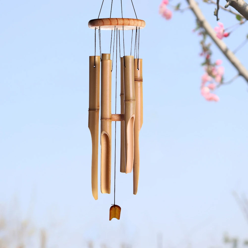 Handmade Bamboo Wind Chime Home 6 Tubes Hanging Bell Garden Door Ornament 