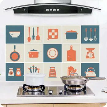 1 Pcs Home Decor Kitchen Self adhesive Oil proof Stickers Cooktop Anti smoke Stickers Tile Aluminum Foil Kitchen Wall Stickers