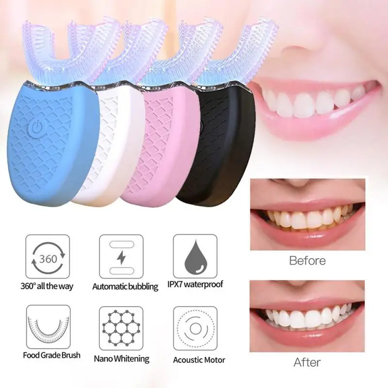 360° Wireless Automatic Electric Sonic Toothbrush Teeth Whitening Ultrasonic Tooth Cleaner Beauty Instrument Silicone Brush 360° Wireless Automatic Electric Sonic Toothbrush Teeth Whitening Ultrasonic Tooth Cleaner Beauty Instrument Silicone Brush