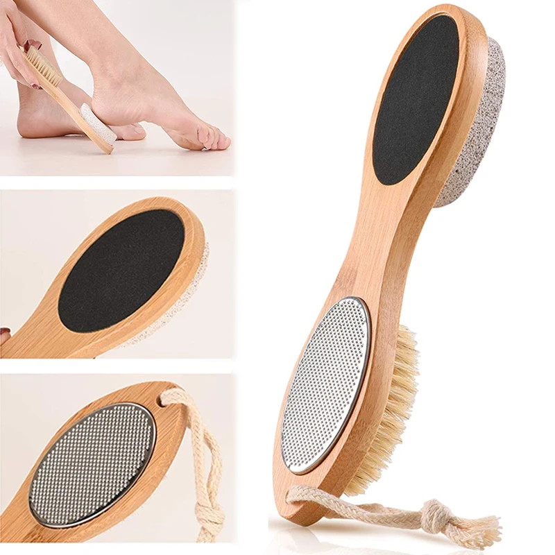 Handle Pumice Stone Foot Brush Scrubber Feet Exfoliating Dead Skin Remover  Natural Bristle Massage Brush Pedicure Tool - AliExpress