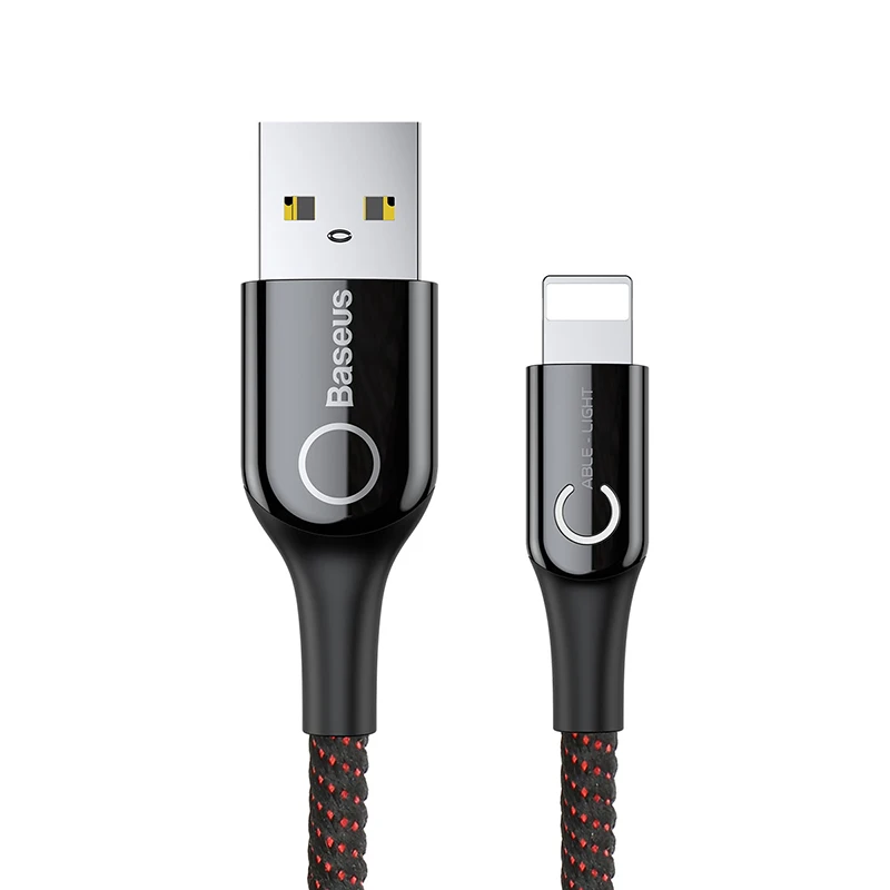 Светодиодный usb-кабель для зарядки и передачи данных для iPhone xs max xr 8 7 6s plus 5 11 ipad pro Кабель для быстрой зарядки для apple lightning Кабель 1 м - Цвет: Черный