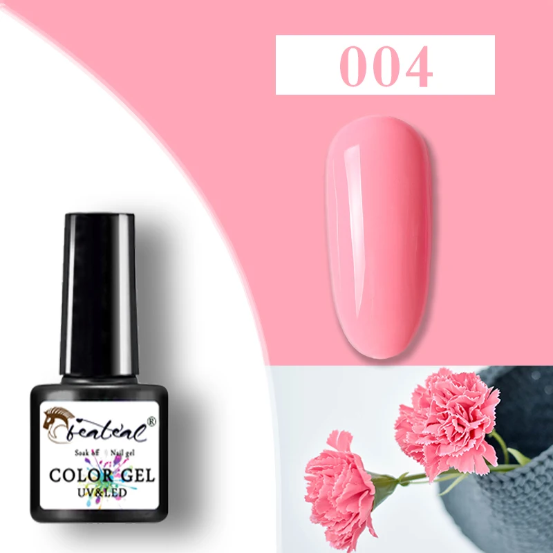 004 Beateal, 7,5 мл 80 Цвета красочные блестящие Lakier Hybrydowy био-Гели Soak Off Vernis перманентность, УФ-гель лак для ногтей маникюр гель для ногтей - Цвет: 004